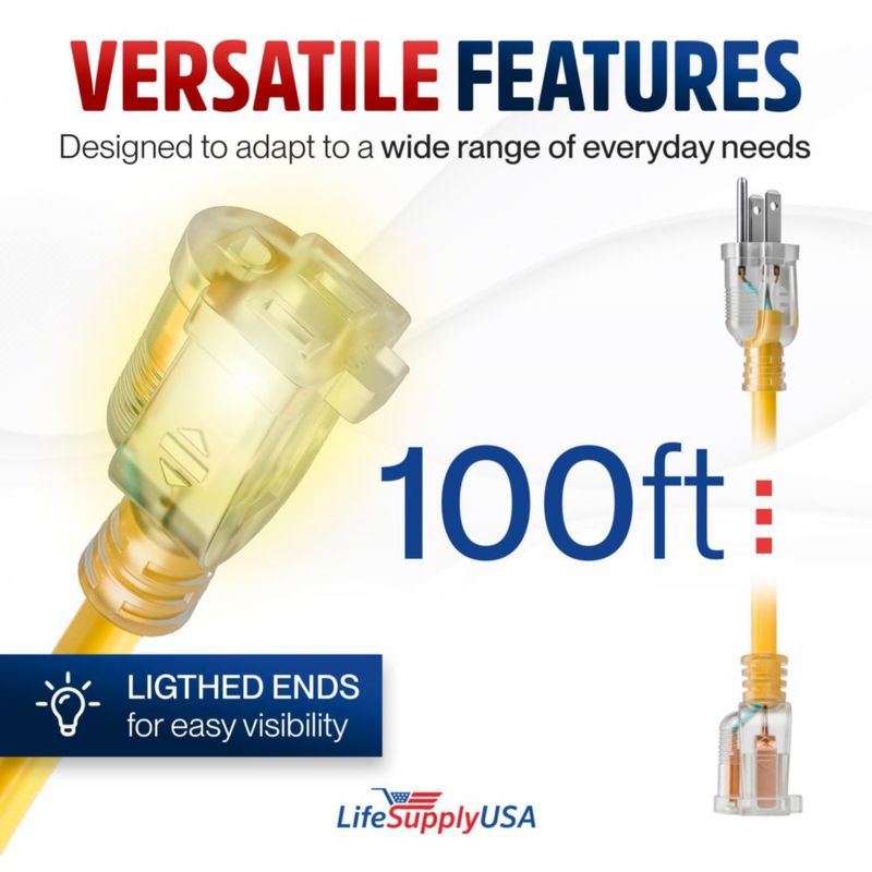 Cable de extensión LifeSupplyUSA 30 m calibre 10/3 15 A 125 V