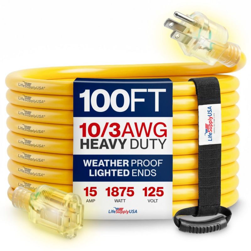 Cable de extensión LifeSupplyUSA 30 m calibre 10/3 15 A 125 V