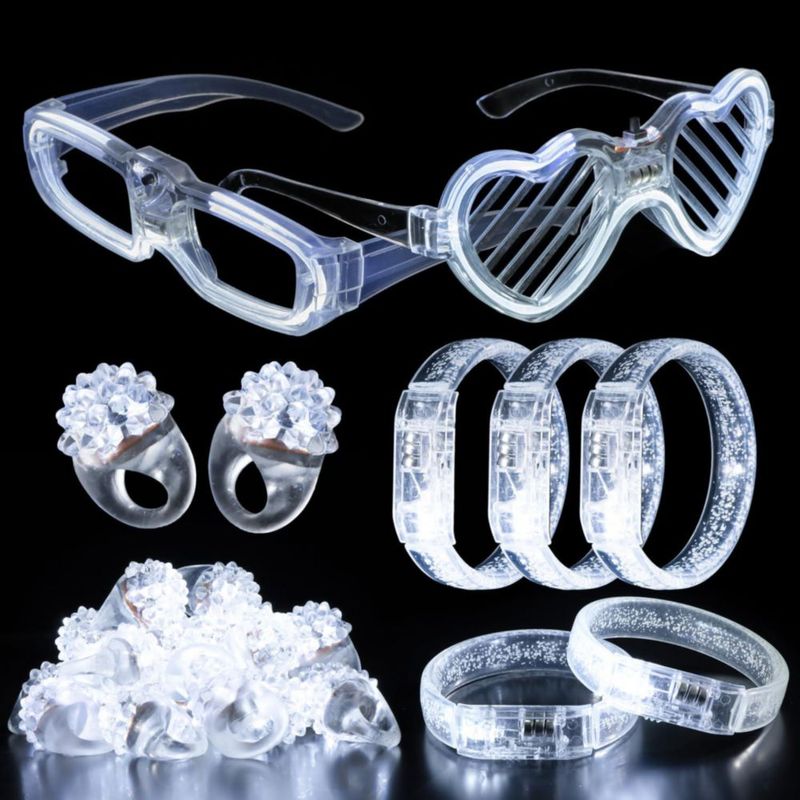 Set de fiesta Bethmore 50 piezas: gafas LED pulseras LED y anillos LED
