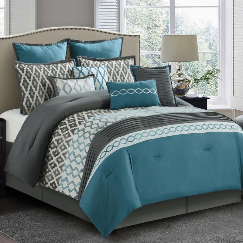 Juego de Edredón LANCO MODERN LIFESTYLE King Azul 10 piezas