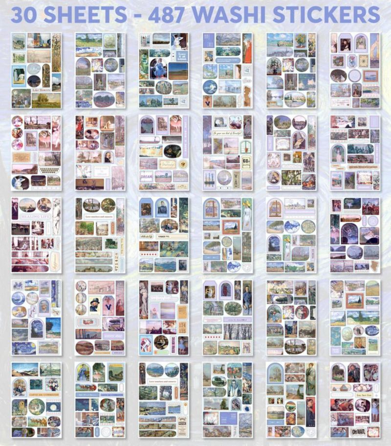 Pegatinas Washi Fayware 487 piezas Libro de Efímeros Vintage
