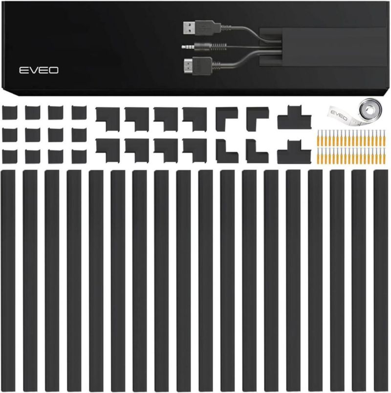 Ocultador de cables EVEO 762 cm – Kit de canaletas negras