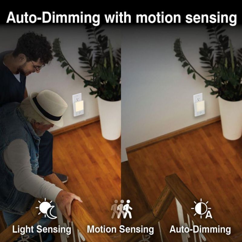Luz Nocturna Camelion Pack de 4 con Sensor de Movimiento 3 en 1