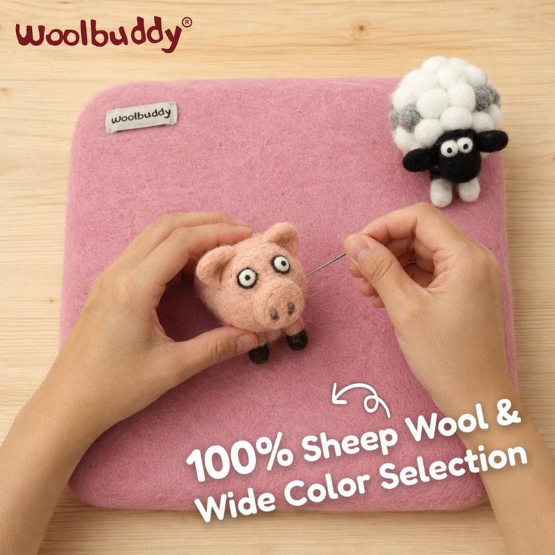 Tapete de fieltro Woolbuddy 25x25x4 cm Rosa de lana pura