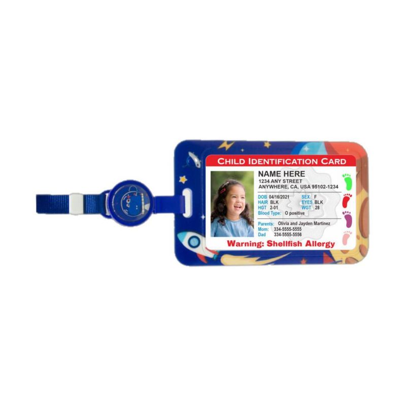 Tarjeta de identificación infantil de viaje RAYCCI roja + portatarjeta