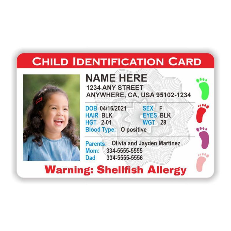 Tarjeta de identificación infantil de viaje RAYCCI roja + portatarjeta