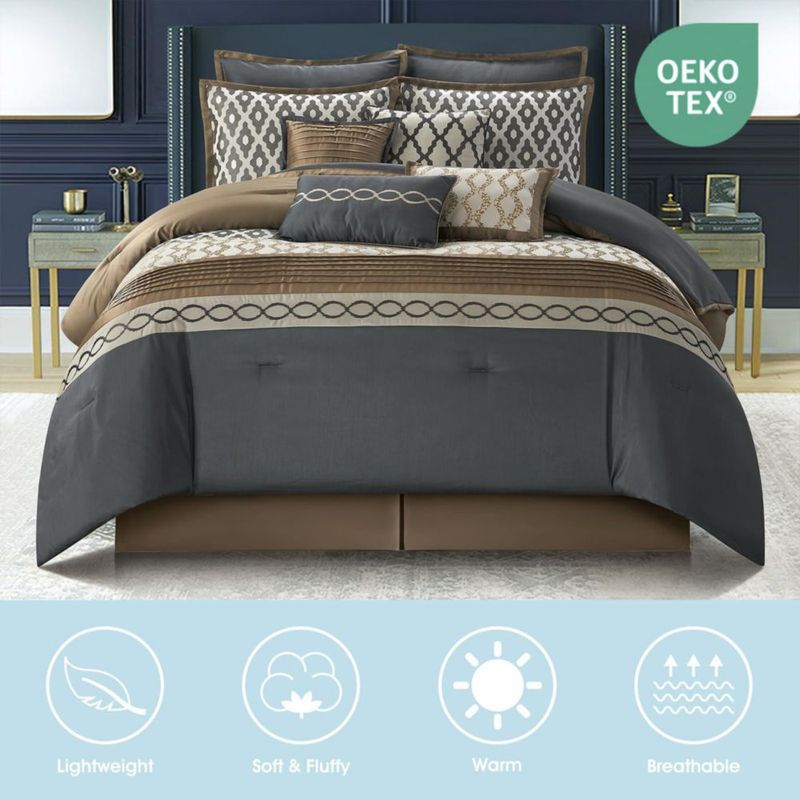 Juego de Edredón LANCO MODERN LIFESTYLE King Gris Marrón 10 piezas