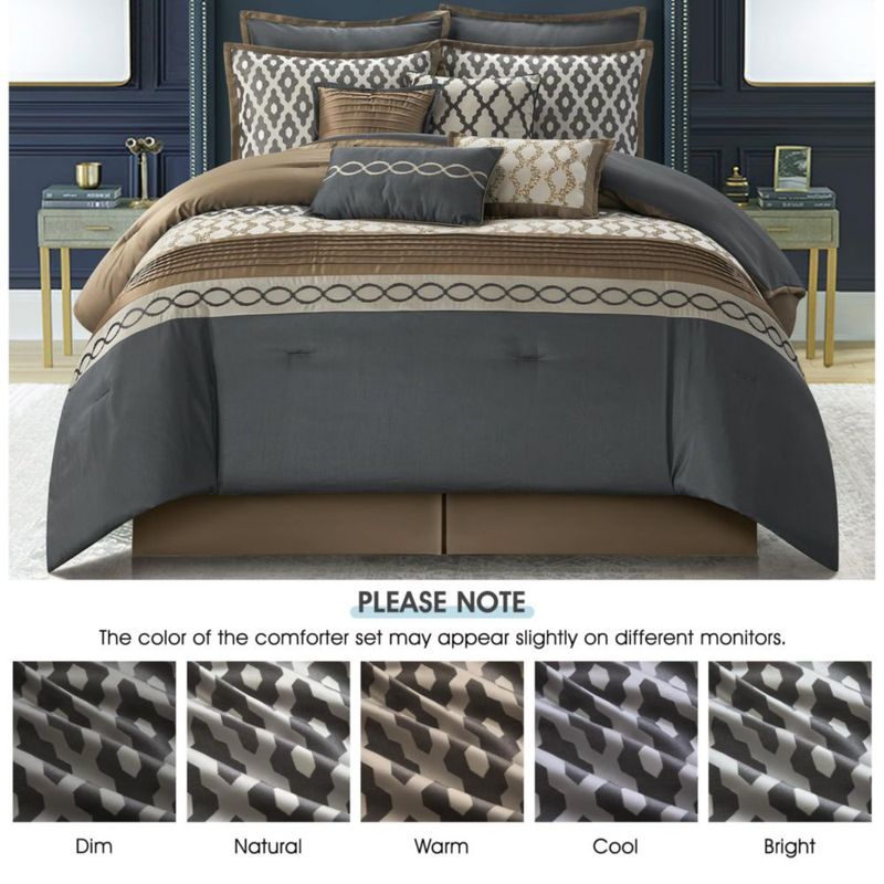 Juego de Edredón LANCO MODERN LIFESTYLE King Gris Marrón 10 piezas
