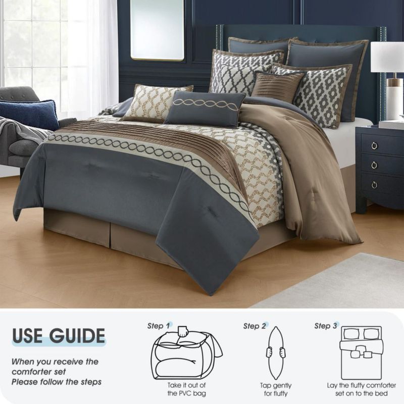 Juego de Edredón LANCO MODERN LIFESTYLE King Gris Marrón 10 piezas