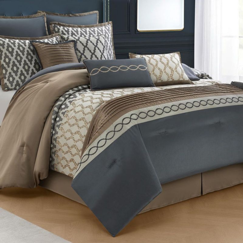 Juego de Edredón LANCO MODERN LIFESTYLE King Gris Marrón 10 piezas
