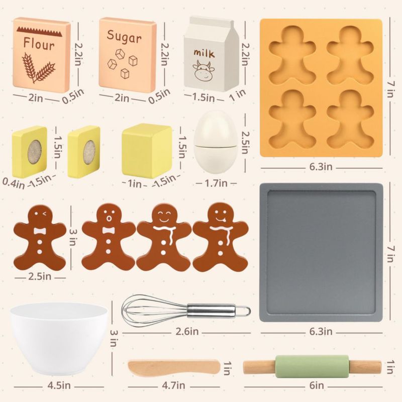 Juego de Pan de Jengibre de Madera Pillowhale 18 Piezas