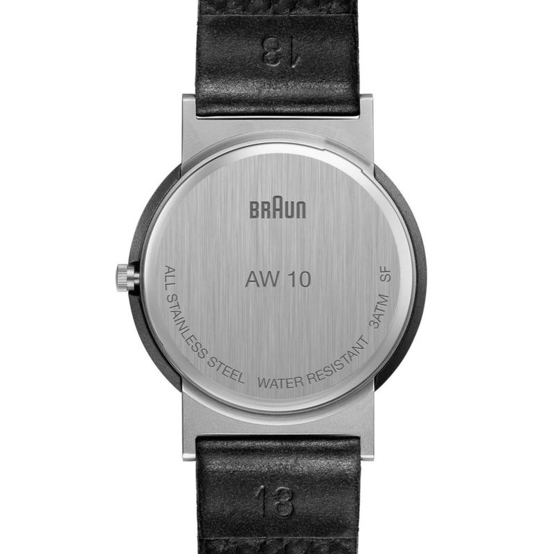 Reloj Braun AW10 negro con correa de cuero y ventana de fecha