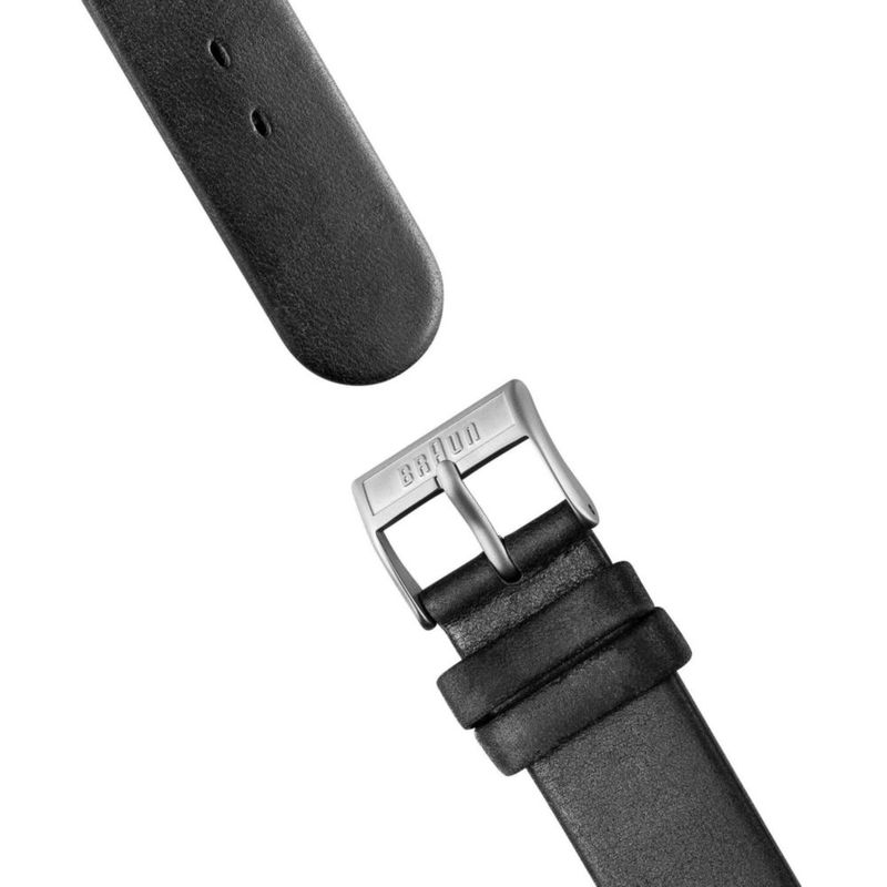 Reloj Braun AW10 negro con correa de cuero y ventana de fecha