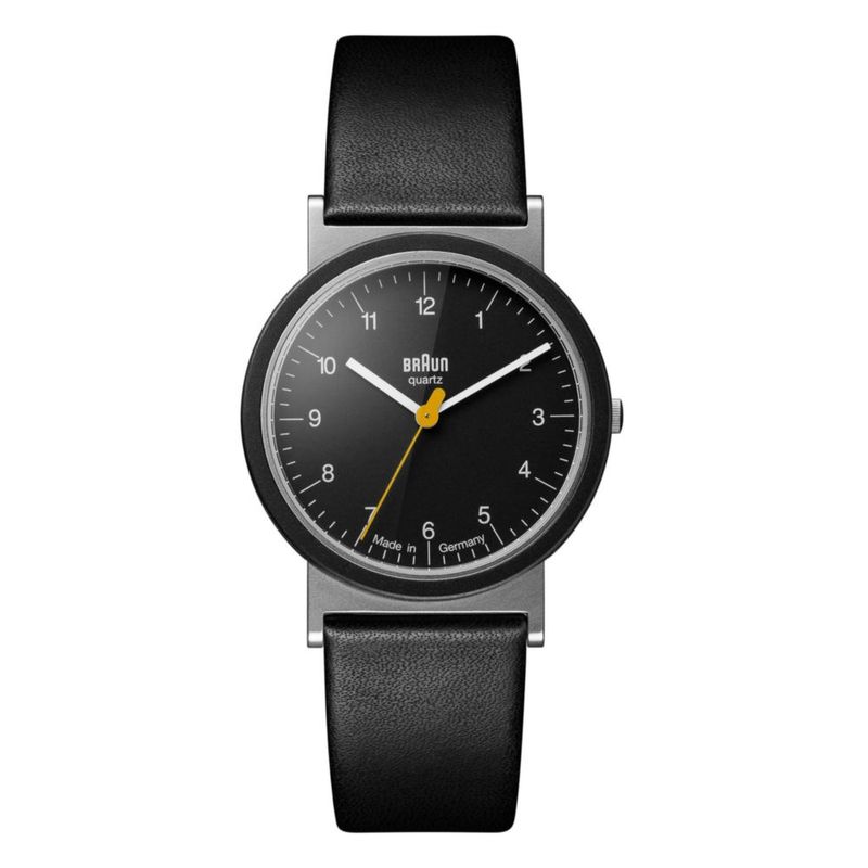 Reloj Braun AW10 negro con correa de cuero y ventana de fecha