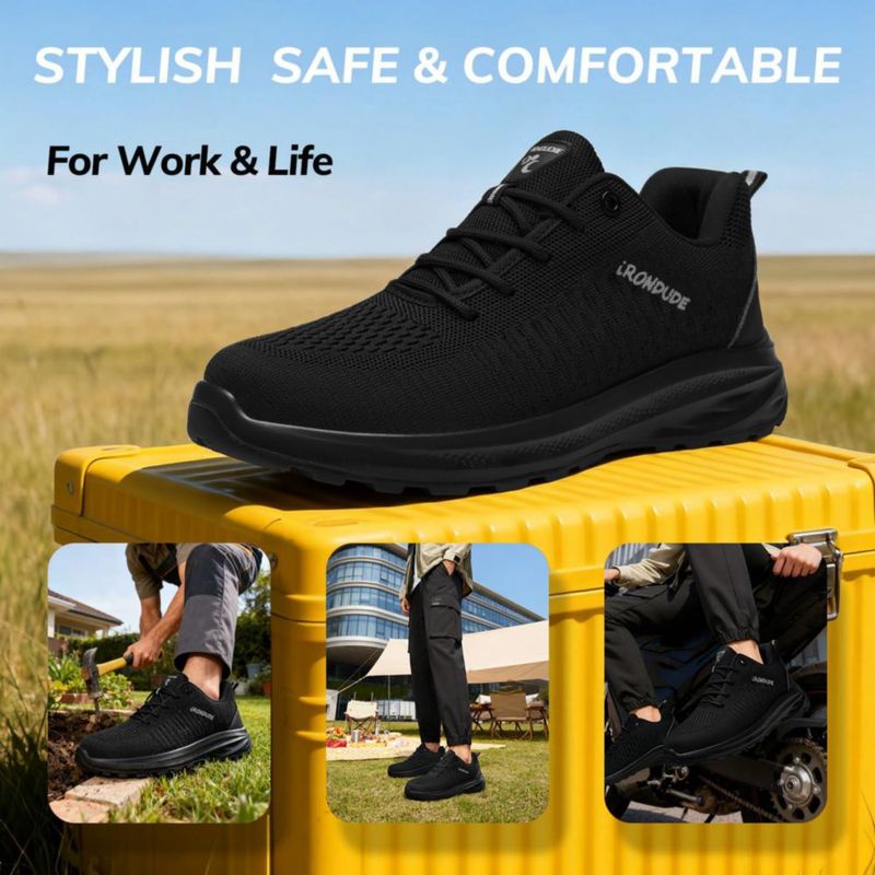Zapatos de trabajo IRONDUDE negro con puntera compuesta y transpirables