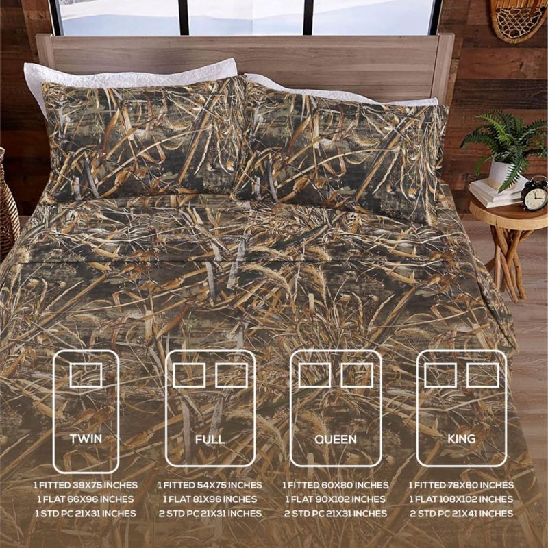Juego de sábanas VISI-ONE Full Camo de 4 piezas en microfibra