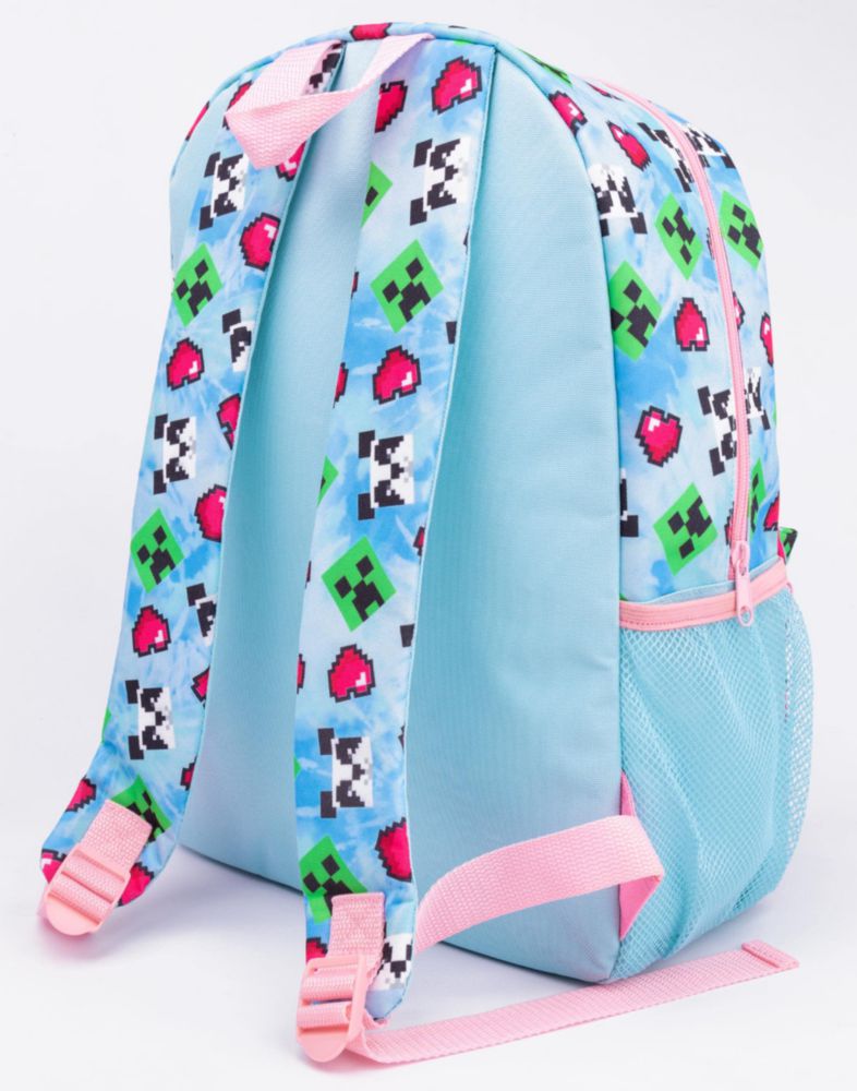 Mochila Minecraft 41 cm – Set de 4 piezas Creeper Panda y Corazones