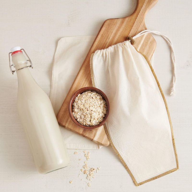 Bolsa de leche de avena de algodón HIC Kitchen 36x27 cm juego de 2