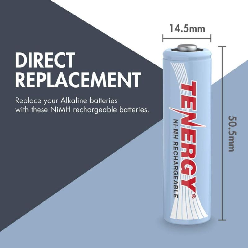 Baterías AA Tenergy 2500 mAh NiMH 60 unidades 12 V