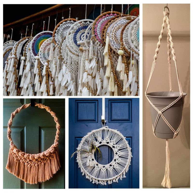 Aros de macramé SUNTQ 5 cm plateado – Pack de 10