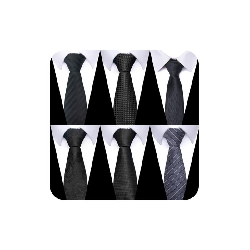 Set de 6 corbatas de jacquard tejido joy alice (Negro)