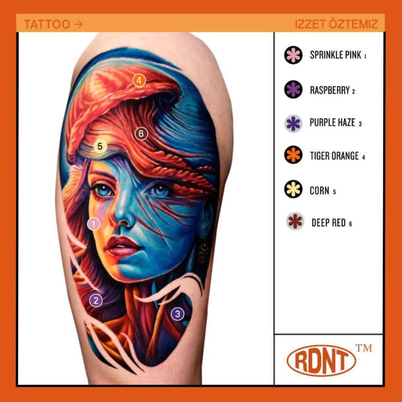 Juego de 6 colores de tinta para tatuaje Radiant Colors 15 ml
