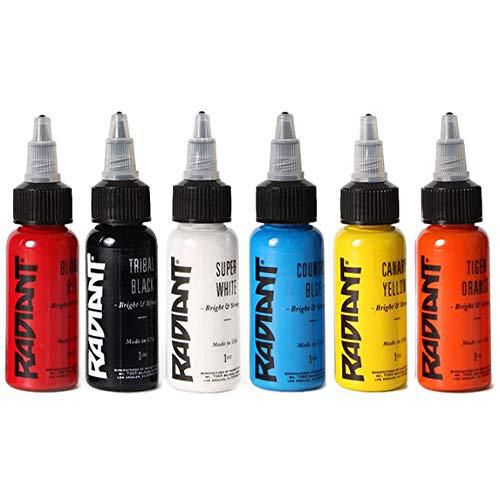 Juego de 6 colores de tinta para tatuaje Radiant Colors 15 ml