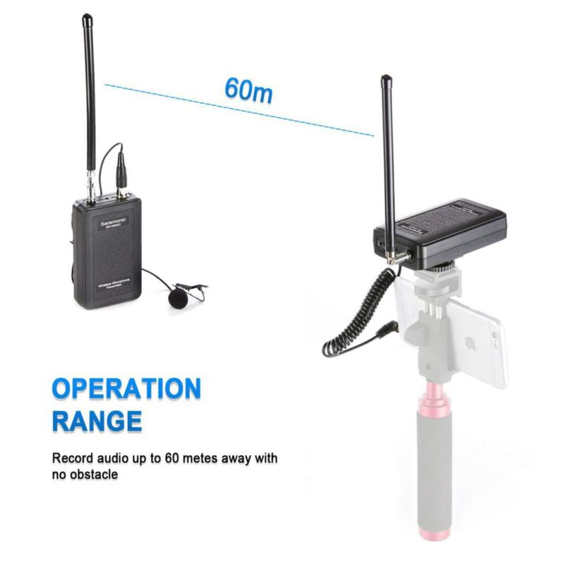 Micrófono Saramonic SR‑WM4C Sistema Inalámbrico VHF de Solapa