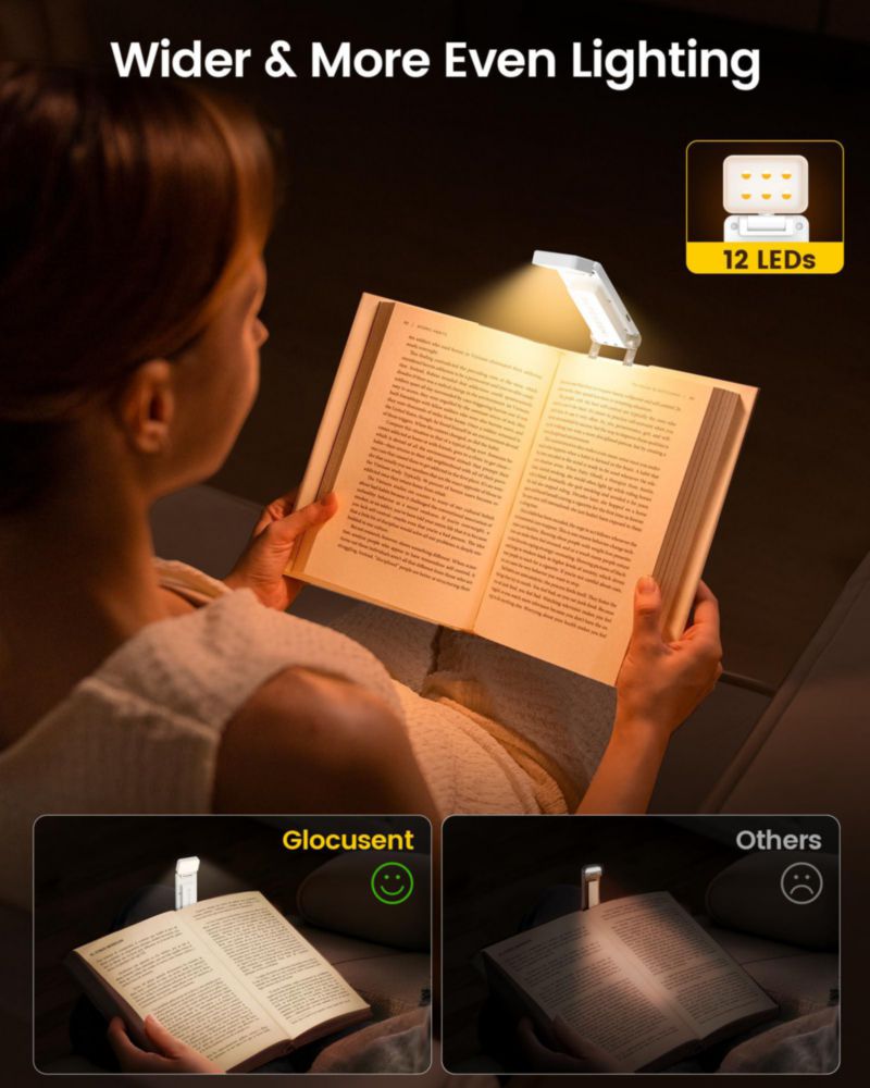 Lámpara de Lectura Glocusent 12 LED Recargable 100 h