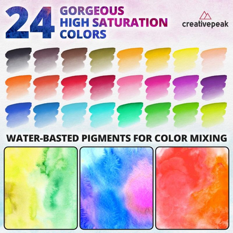 Plumas de pincel Creativepeak 24 colores vibrantes de punta suave