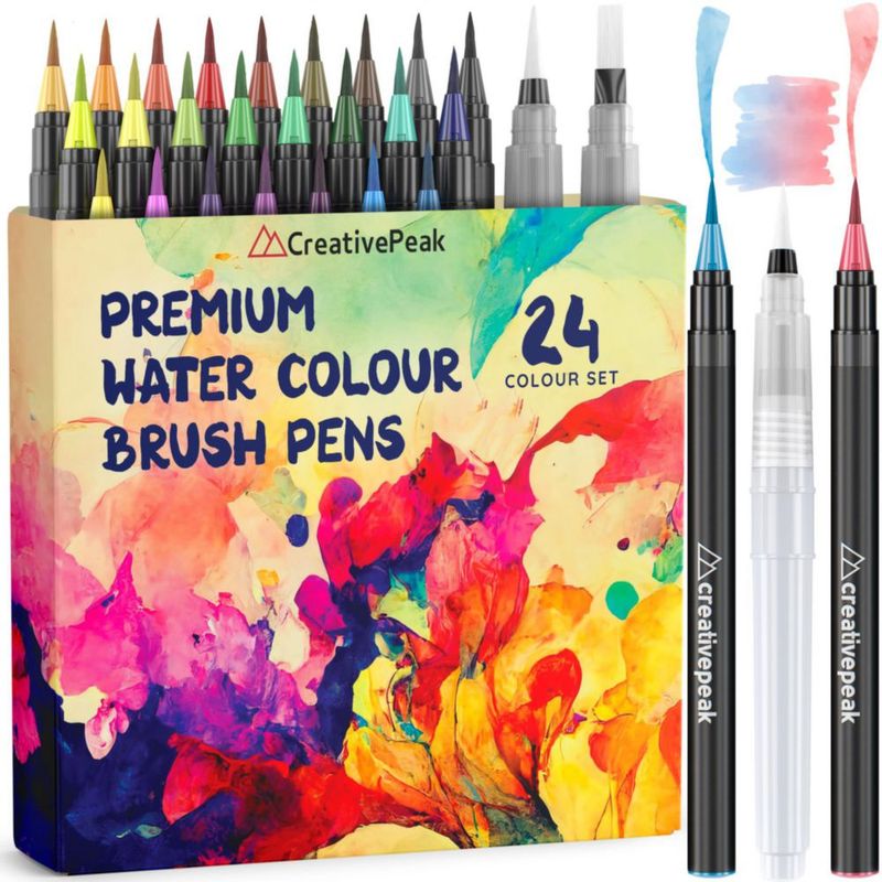 Plumas de pincel Creativepeak 24 colores vibrantes de punta suave