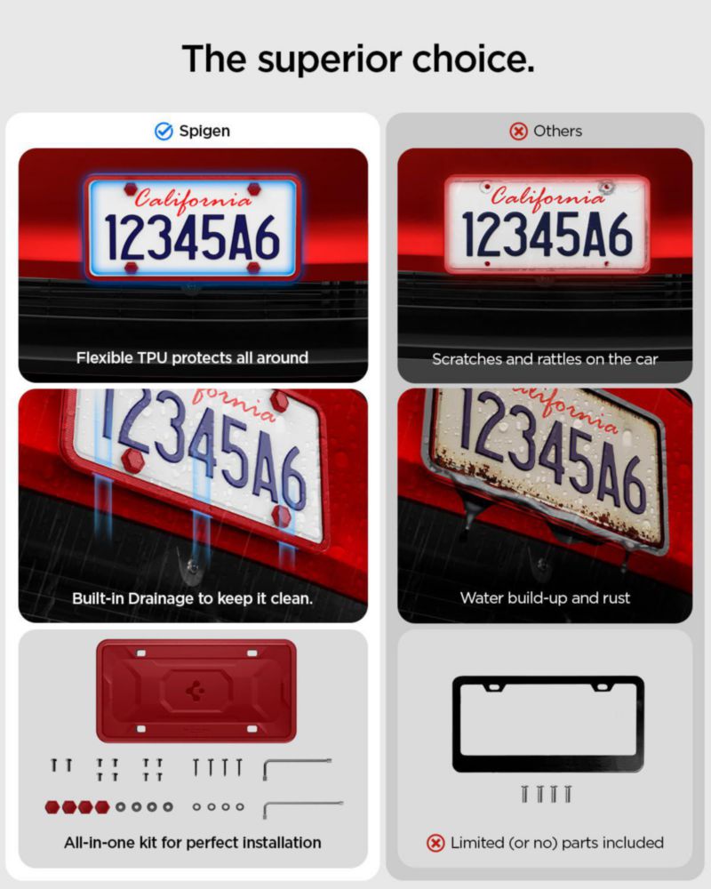 Marco para placa de matrícula Spigen Ultra Red - 1 unidad