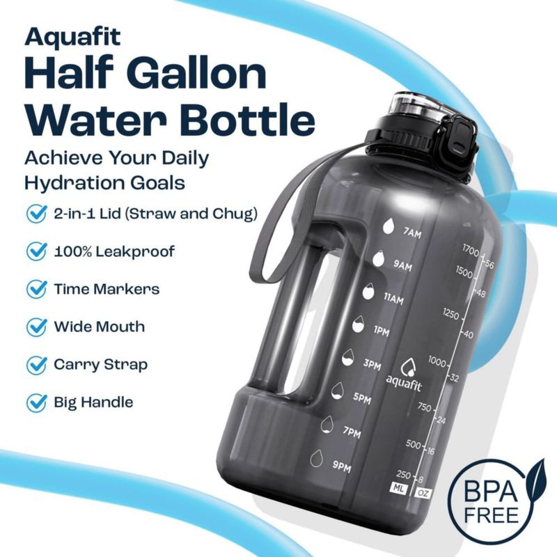 Botella AQUAFIT 1900 ml con Marcador de Tiempo y Tapa 2‑en‑1