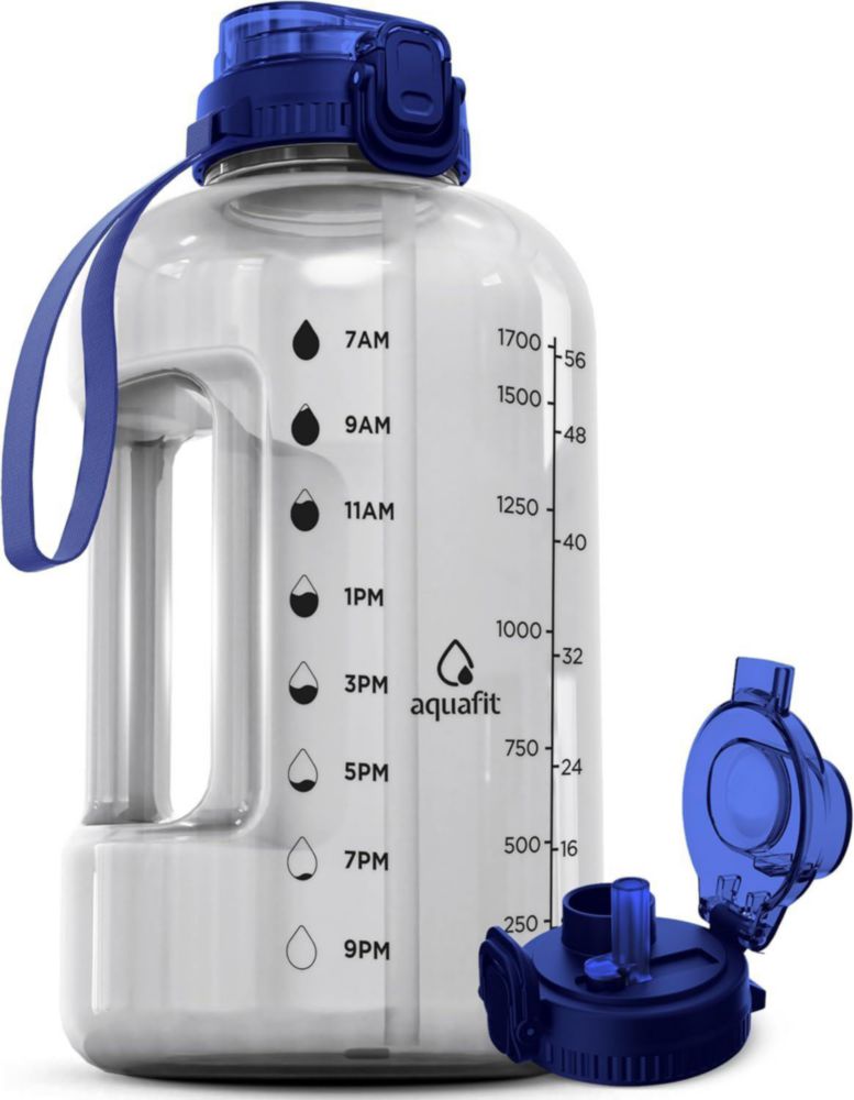 Botella AQUAFIT 1900 ml con Marcador de Tiempo y Tapa 2‑en‑1