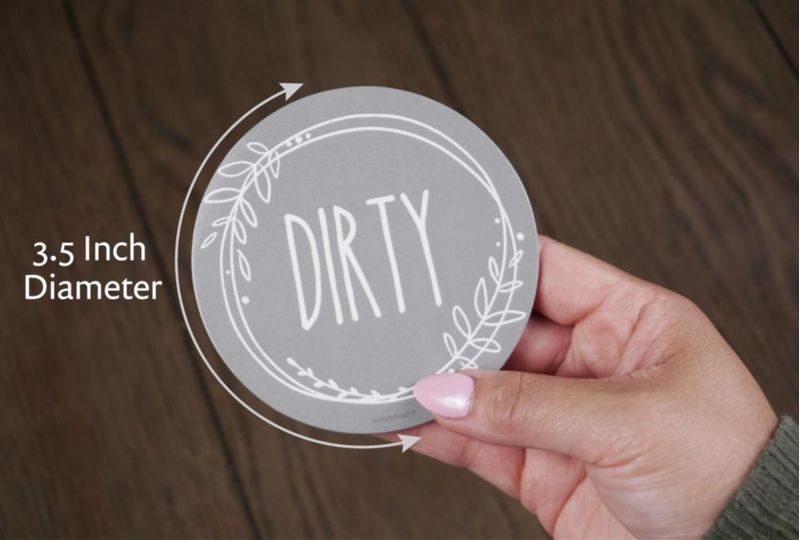 Imán doble cara para lavavajillas señal Clean/Dirty círculo blanco y gris de 35 pulgadas