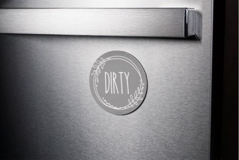 Imán doble cara para lavavajillas señal Clean/Dirty círculo blanco y gris de 35 pulgadas