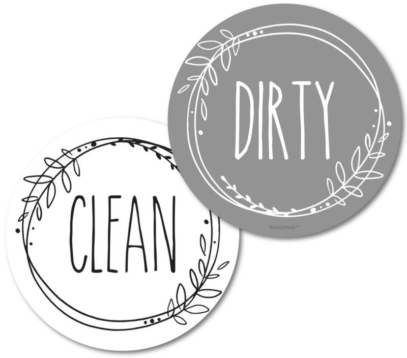 Imán doble cara para lavavajillas señal Clean/Dirty círculo blanco y gris de 35 pulgadas