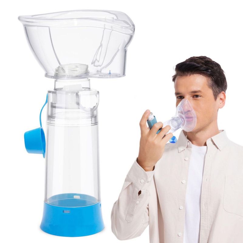 Espaciador para inhalador Clinivox con máscara de silicona antiestática