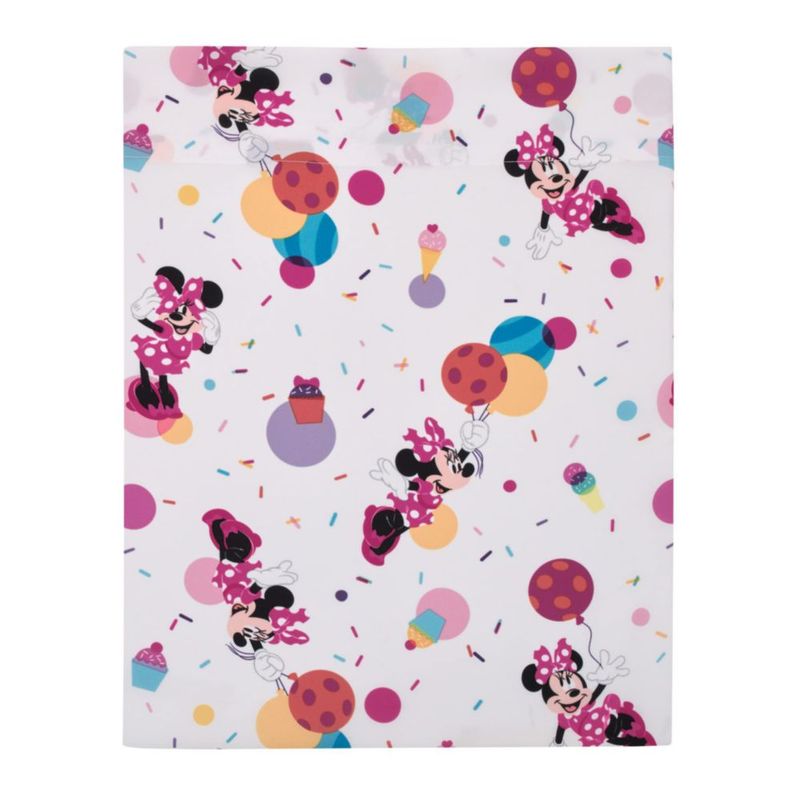 Disney Minnie Mouse ¡Vamos a la Fiesta! Rosa Globos Cupcakes y Confeti – Juego de 4 Piezas para Cuna: Edredón Sábana Ajustable Sábana Plana y Funda de