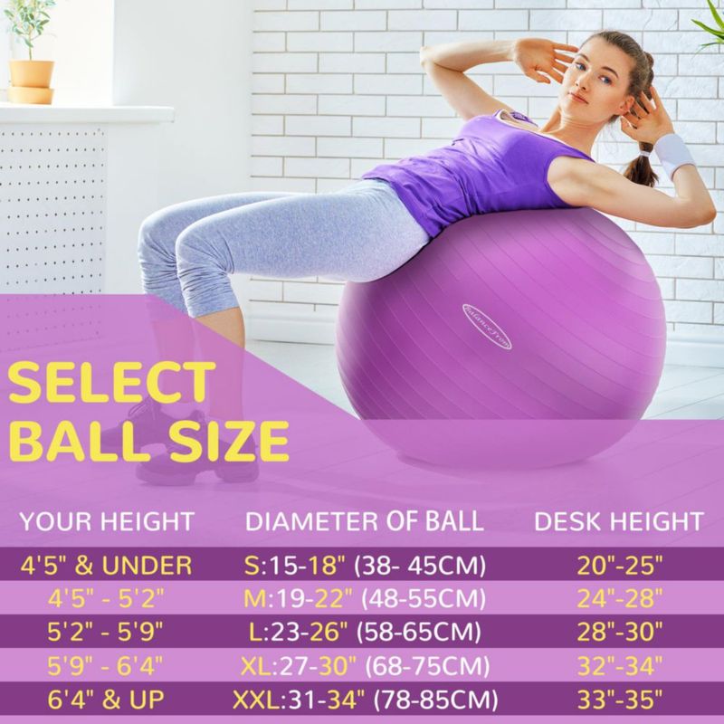 Pelota de ejercicio y yoga Fitvids 48-55 cm antiexplosión morada