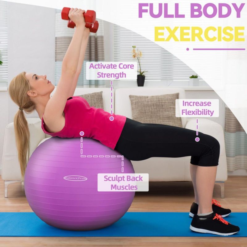 Pelota de ejercicio y yoga Fitvids 48-55 cm antiexplosión morada