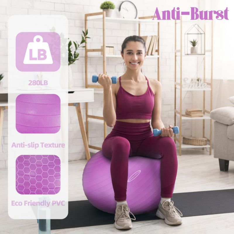 Pelota de ejercicio y yoga Fitvids 48-55 cm antiexplosión morada