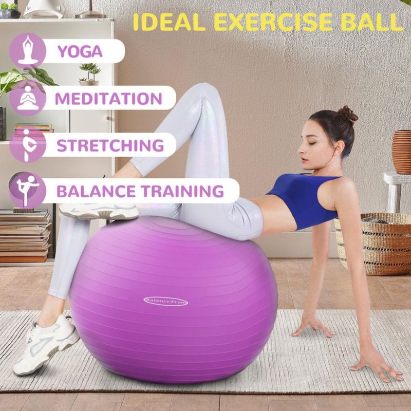 Pelota de ejercicio y yoga Fitvids 48-55 cm antiexplosión morada
