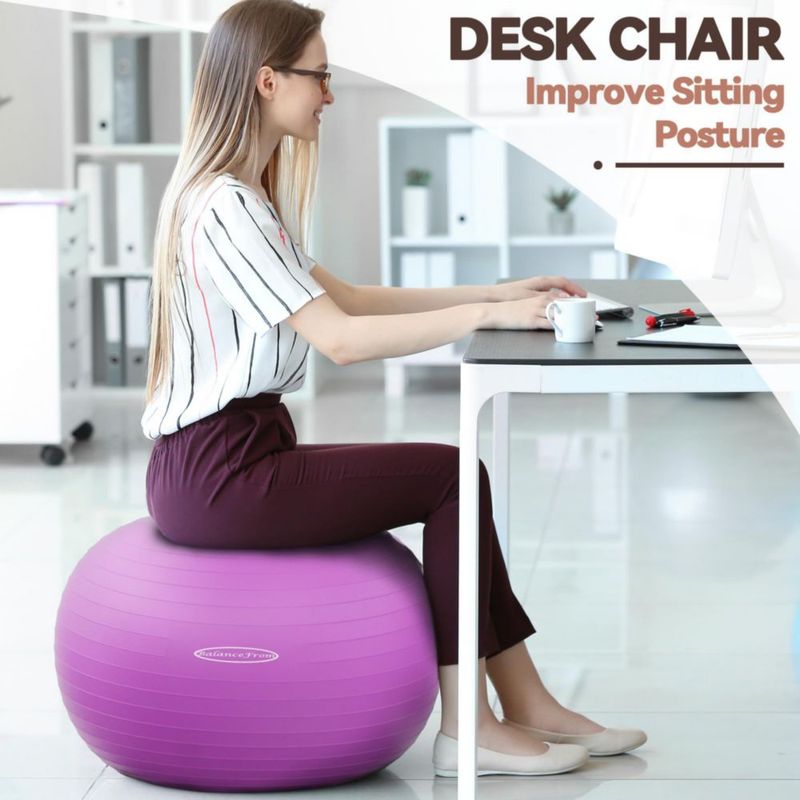Pelota de ejercicio y yoga Fitvids 48-55 cm antiexplosión morada