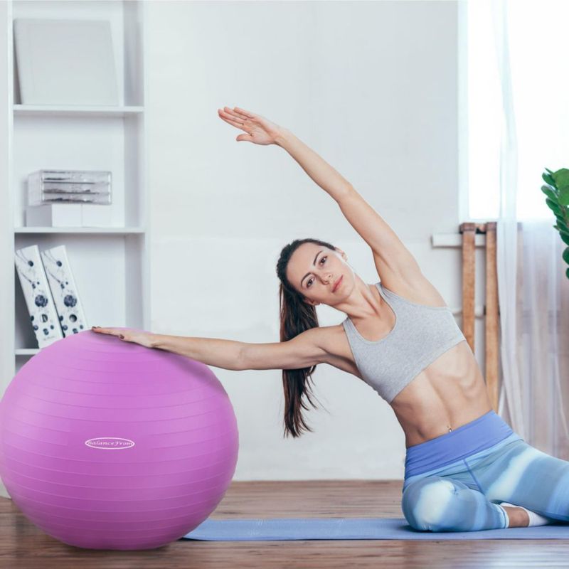 Pelota de ejercicio y yoga Fitvids 48-55 cm antiexplosión morada