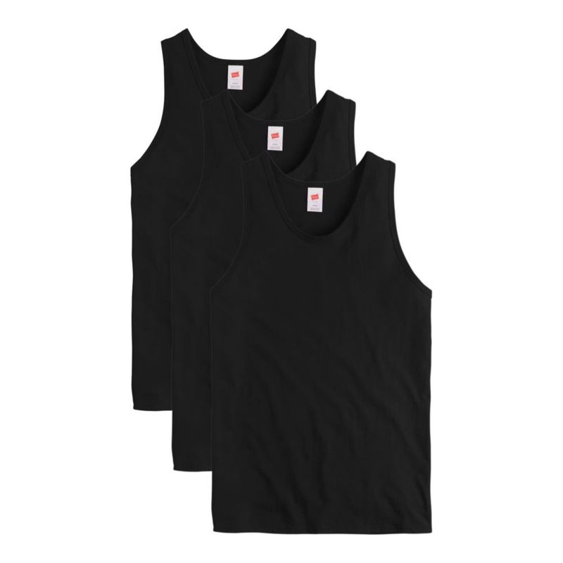 Camiseta sin mangas Hanes pack de 3 - negro (algodón)