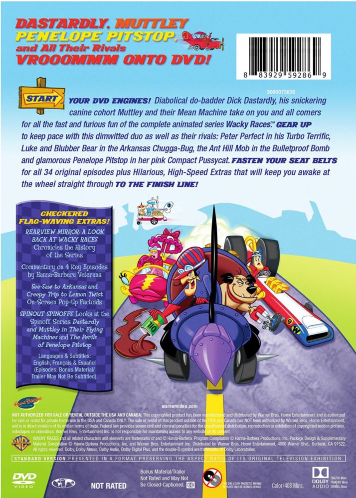 Serie de TV WARNER BROS Wacky Races – Colección completa (3 DVD)