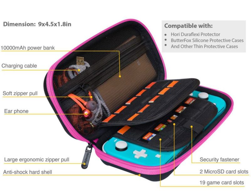 Funda Slim ButterFox para Switch Lite Rosa/Negro
