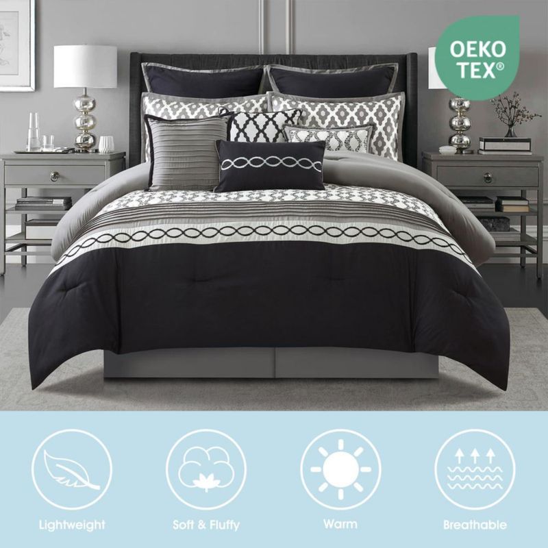 Juego de Edredón LANCO MODERN LIFESTYLE King negro - 10 piezas