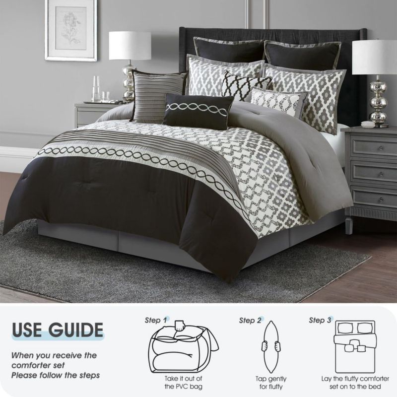 Juego de Edredón LANCO MODERN LIFESTYLE King negro - 10 piezas